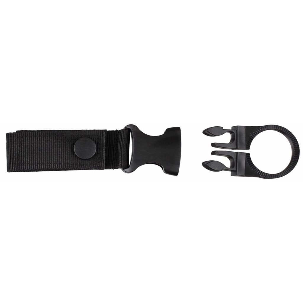 Soporte para botella PET MOLLE negro montado en cinturón