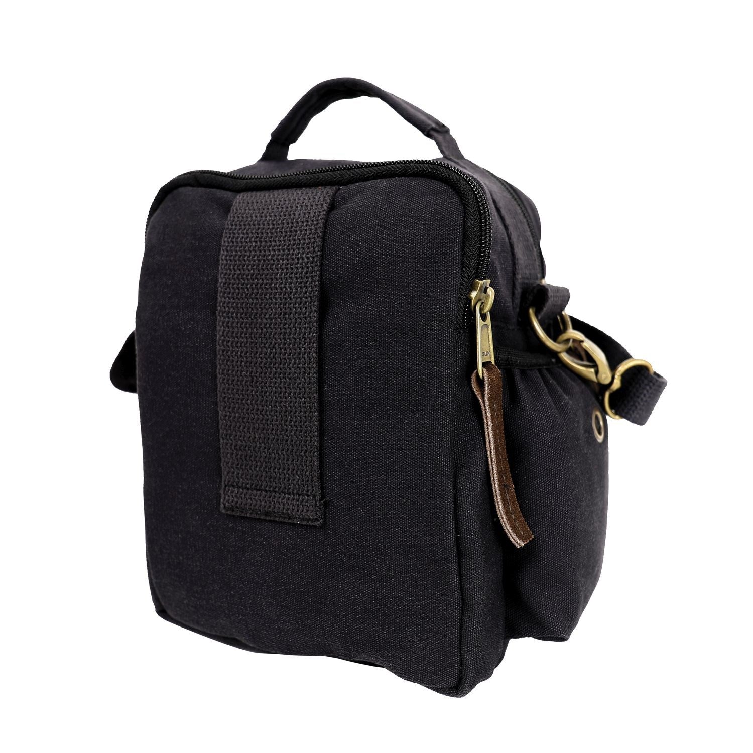 Bolso bandolera pequeño de viaje con detalles de cuero