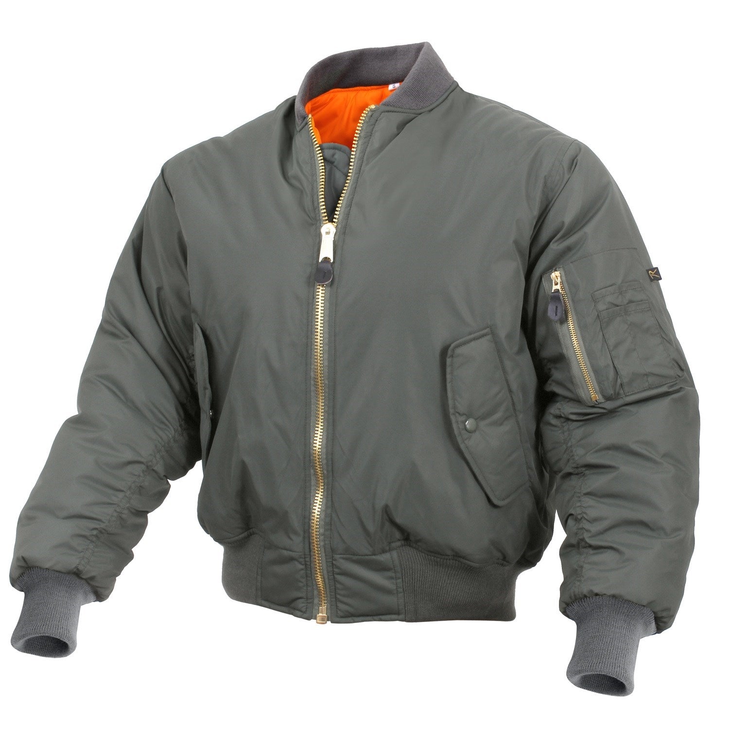 Chaqueta bomber ENHANCED MA-1 Flight verde salvia reversible con forro naranja