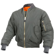 Chaqueta bomber ENHANCED MA-1 Flight verde salvia reversible con forro naranja