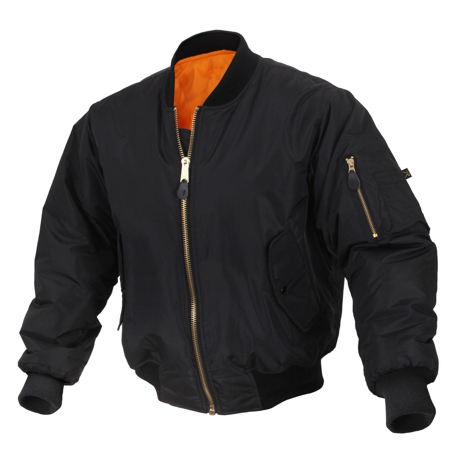 Chaqueta bomber ENHANCED A1 FLIGHT negra reversible con forro naranja