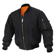 Chaqueta bomber ENHANCED A1 FLIGHT negra reversible con forro naranja
