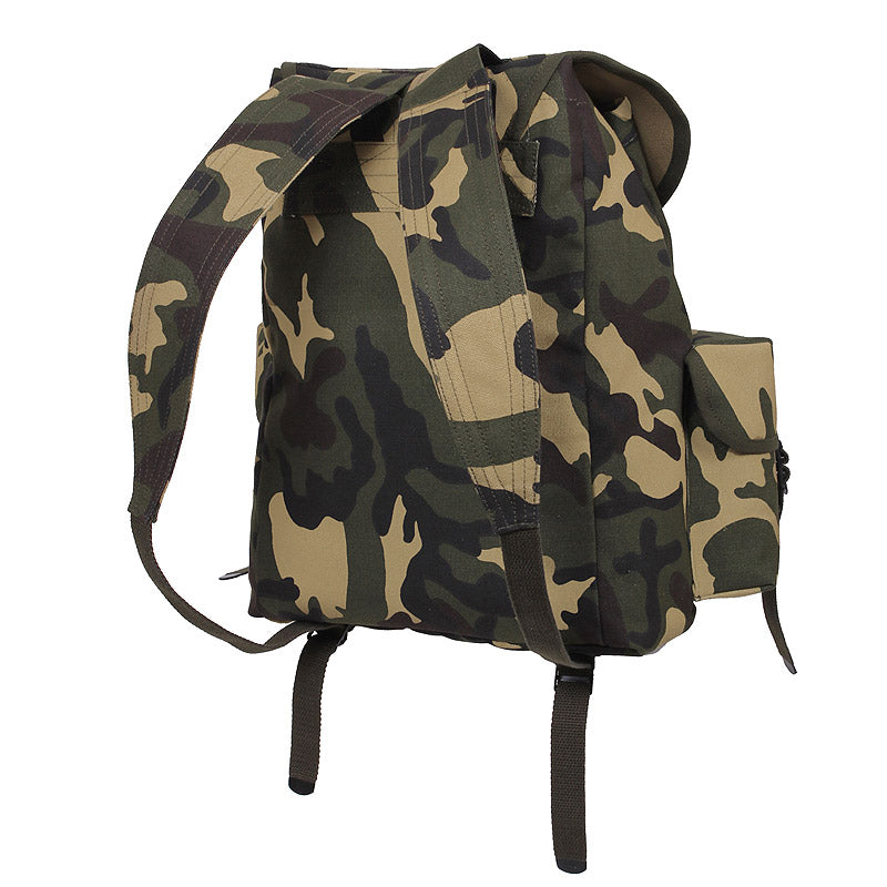 Mochila HW MINI ALICE negra de lona de algodón con tapa y 3 bolsillos exteriores