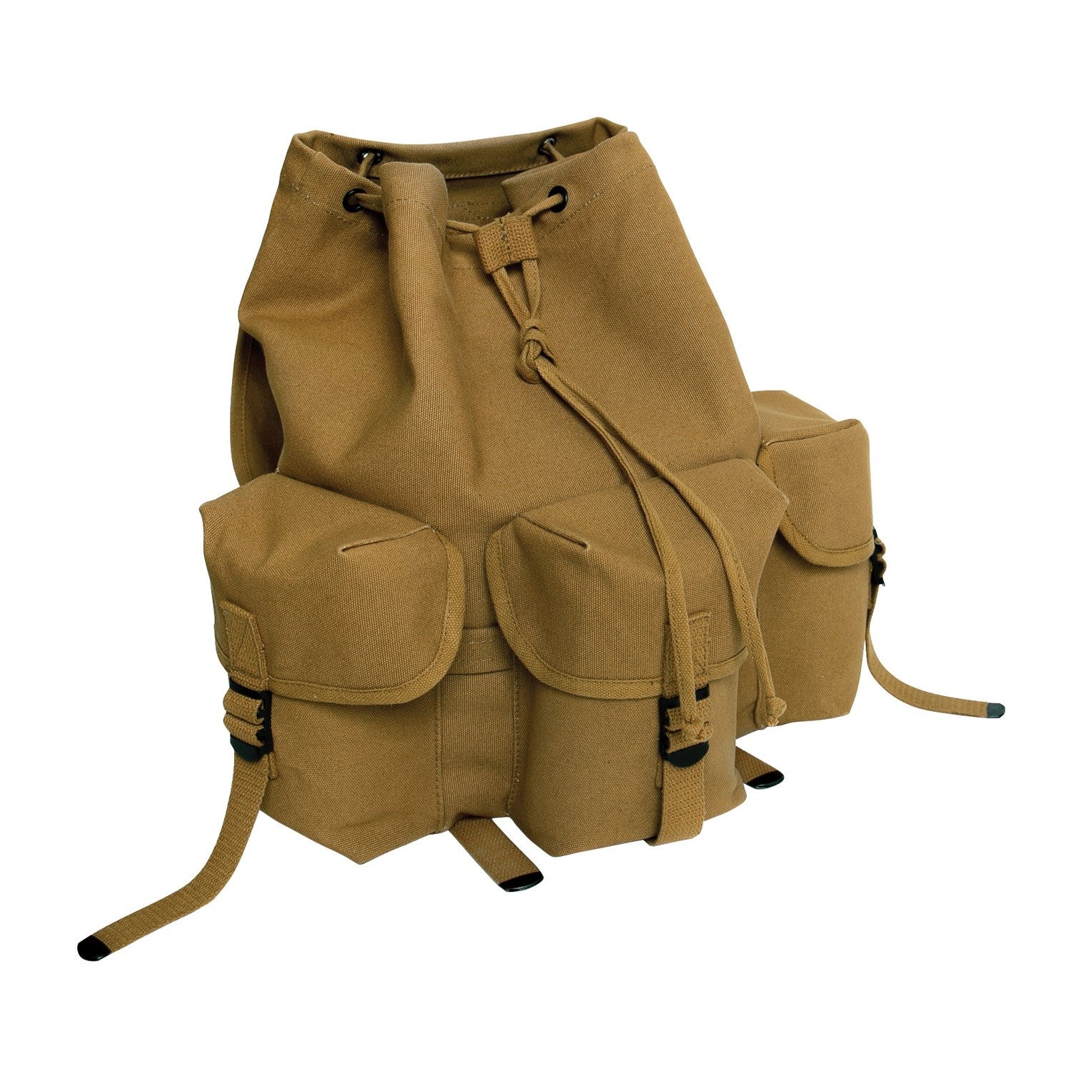 Mochila HW MINI ALICE negra de lona de algodón con tapa y 3 bolsillos exteriores