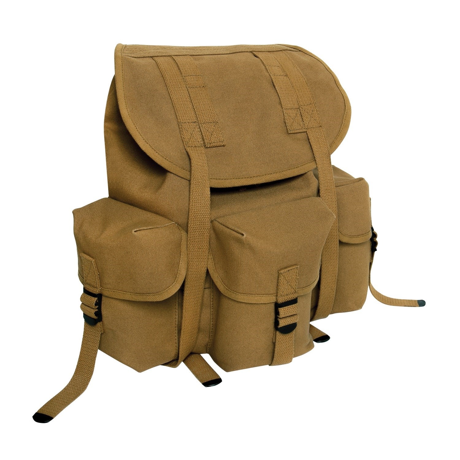 Mochila HW MINI ALICE negra de lona de algodón con tapa y 3 bolsillos exteriores