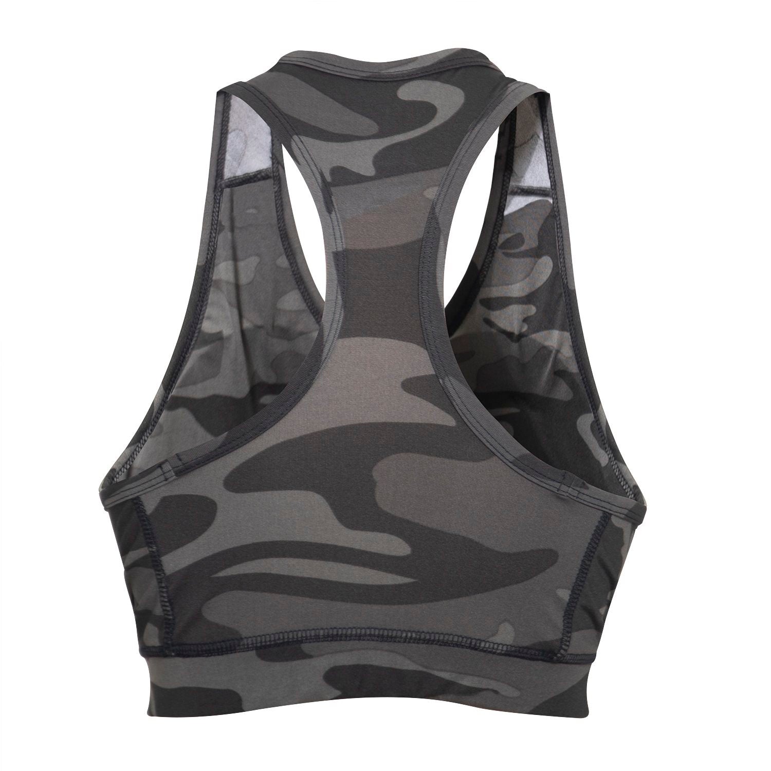 Sujetador deportivo WORKOUT en estampado camuflaje americano, secado rápido y con rellenos extraíbles
