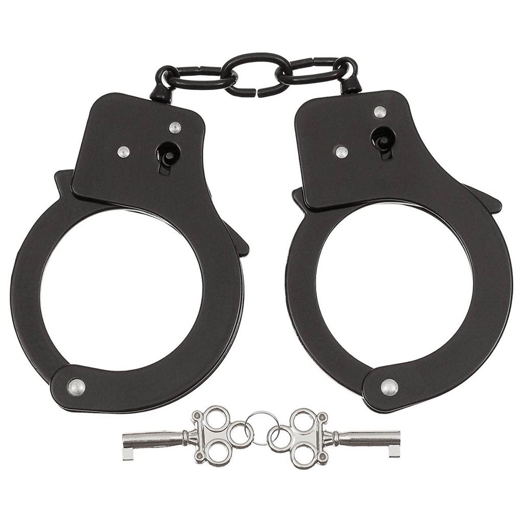 Esposas de cadena negras con mecanismo Single Lock y par de llaves