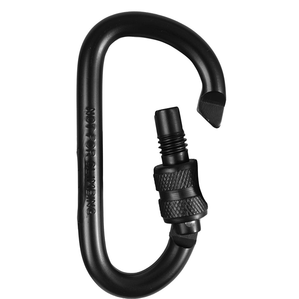 Mosquetón de aluminio 80 mm negro con cierre de seguridad (no apto para aseguramiento personal)