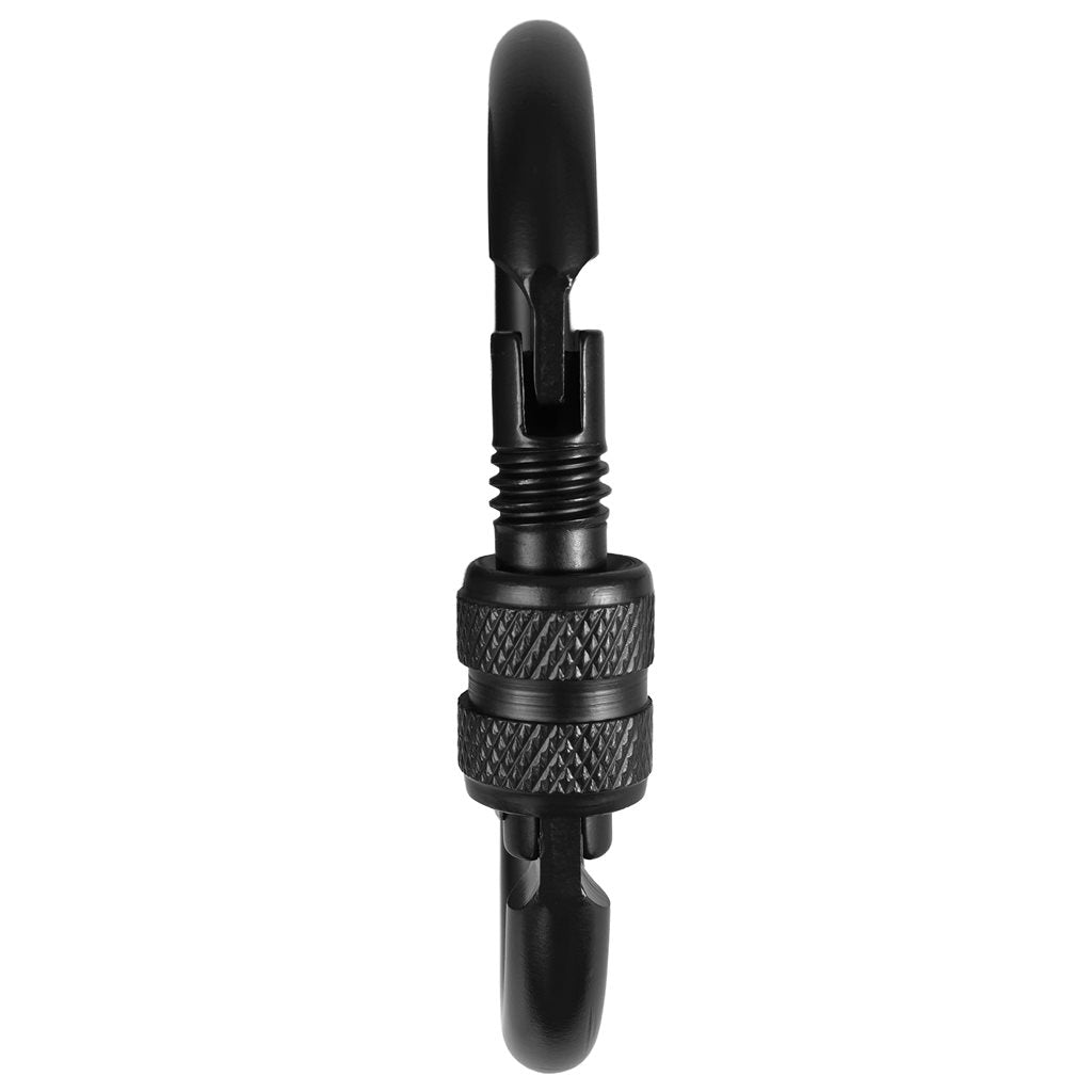 Mosquetón de aluminio 80 mm negro con cierre de seguridad (no apto para aseguramiento personal)
