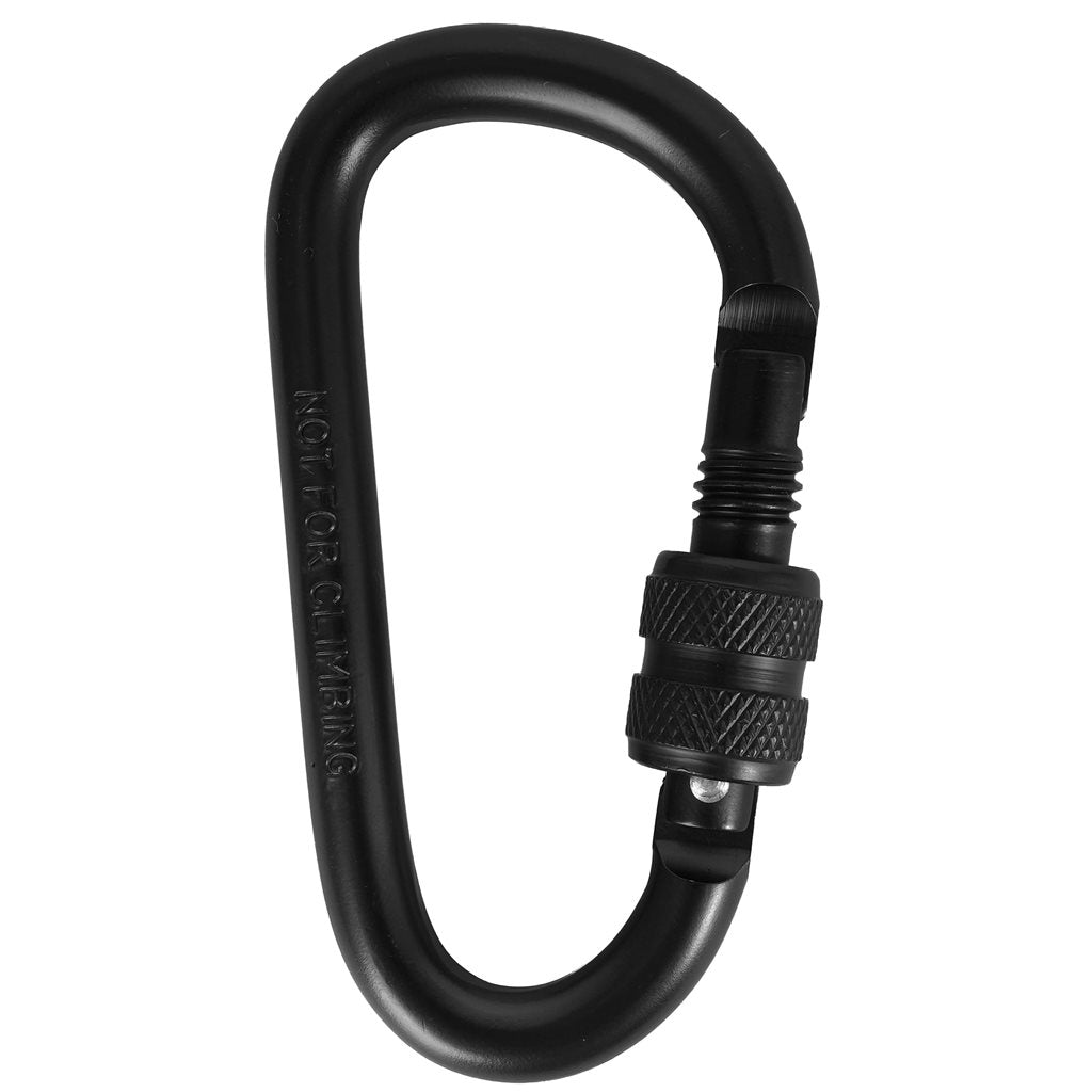 Mosquetón de aluminio 80 mm negro con cierre de seguridad (no apto para aseguramiento personal)