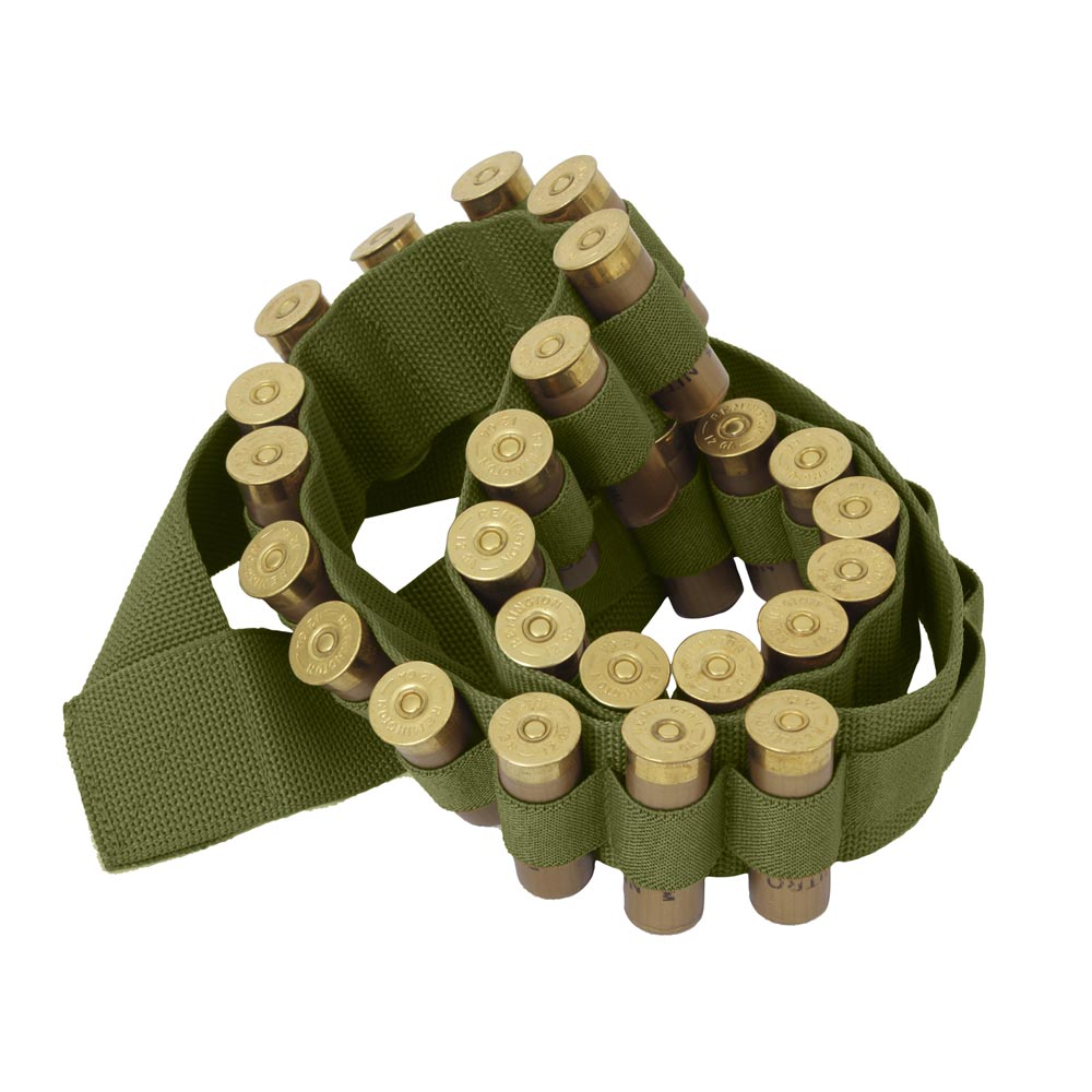 Bandolera para 37 cartuchos de escopeta en nylon verde