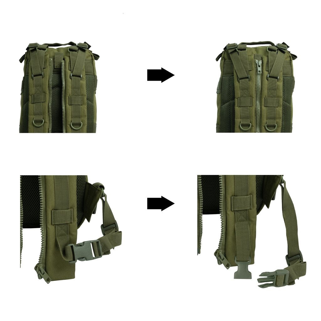Mochila convertible TRANSPORT medium negra 45x25x23 cm con tirantes sujetables por cremallera