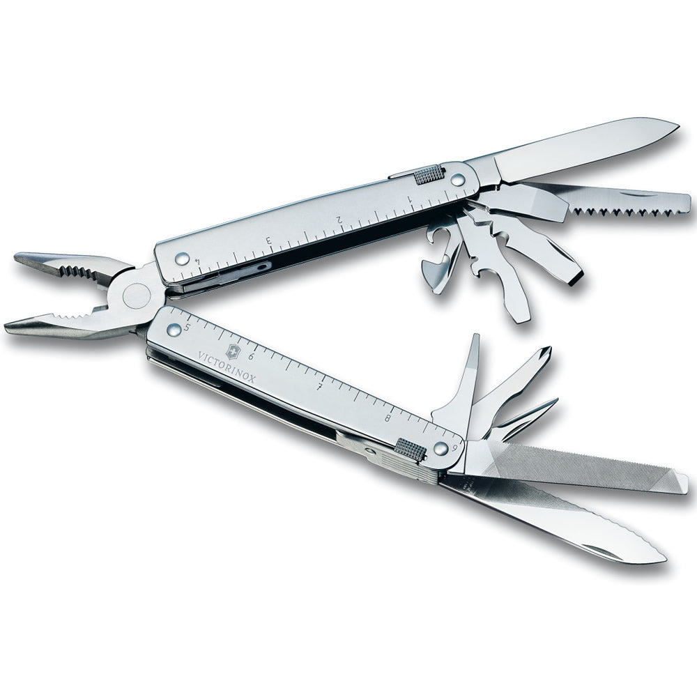 Alicates multifunción Victorinox SwissTool plateados con funda de nylon