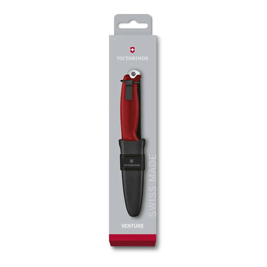 Cuchillo VENTURE rojo con hoja fija para bushcraft y outdoor