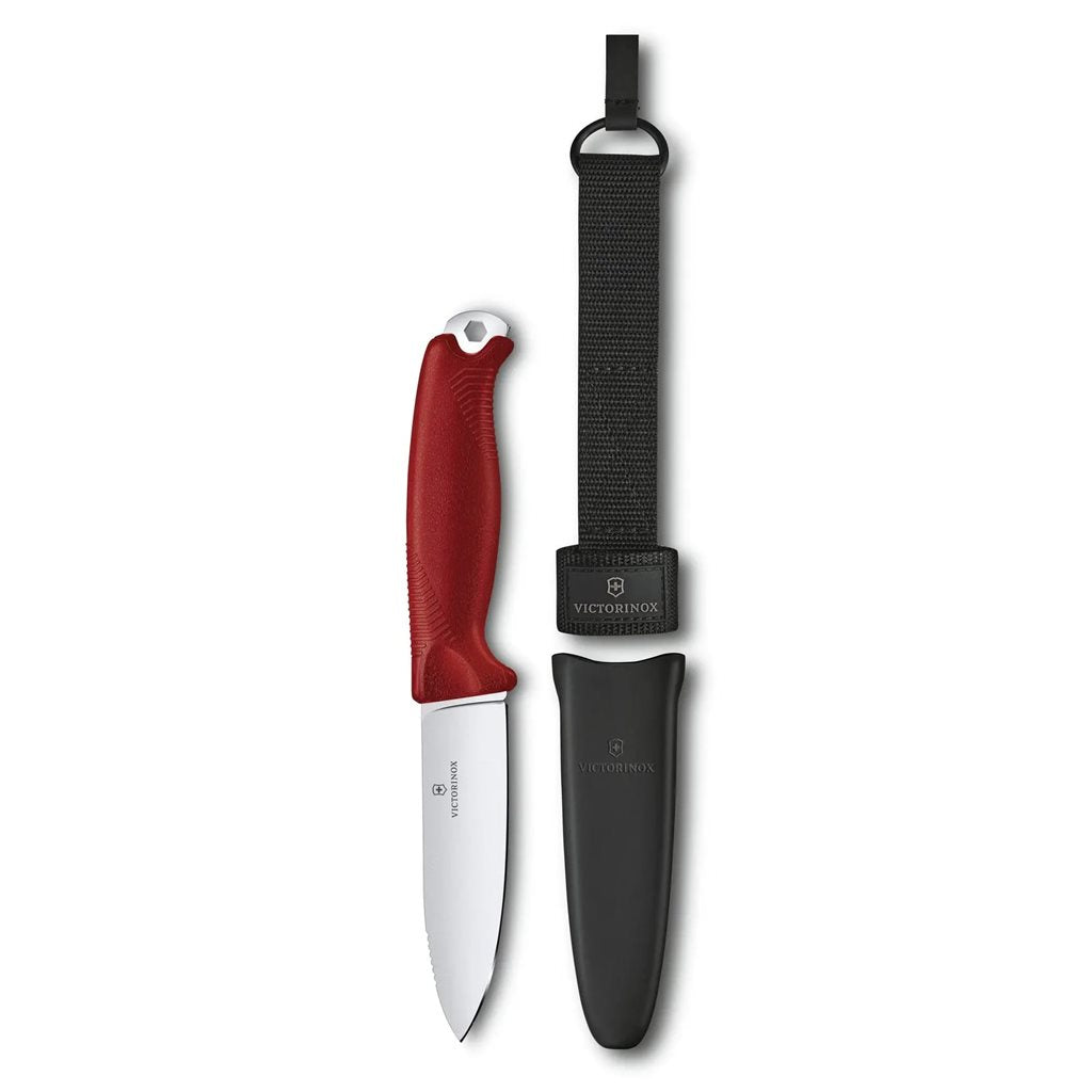 Cuchillo VENTURE rojo con hoja fija para bushcraft y outdoor