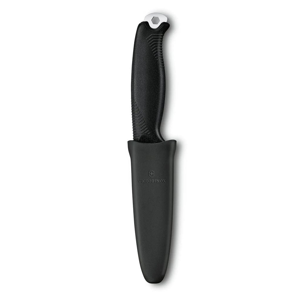 Cuchillo VENTURE negro de hoja fija, diseño para bushcraft y outdoor