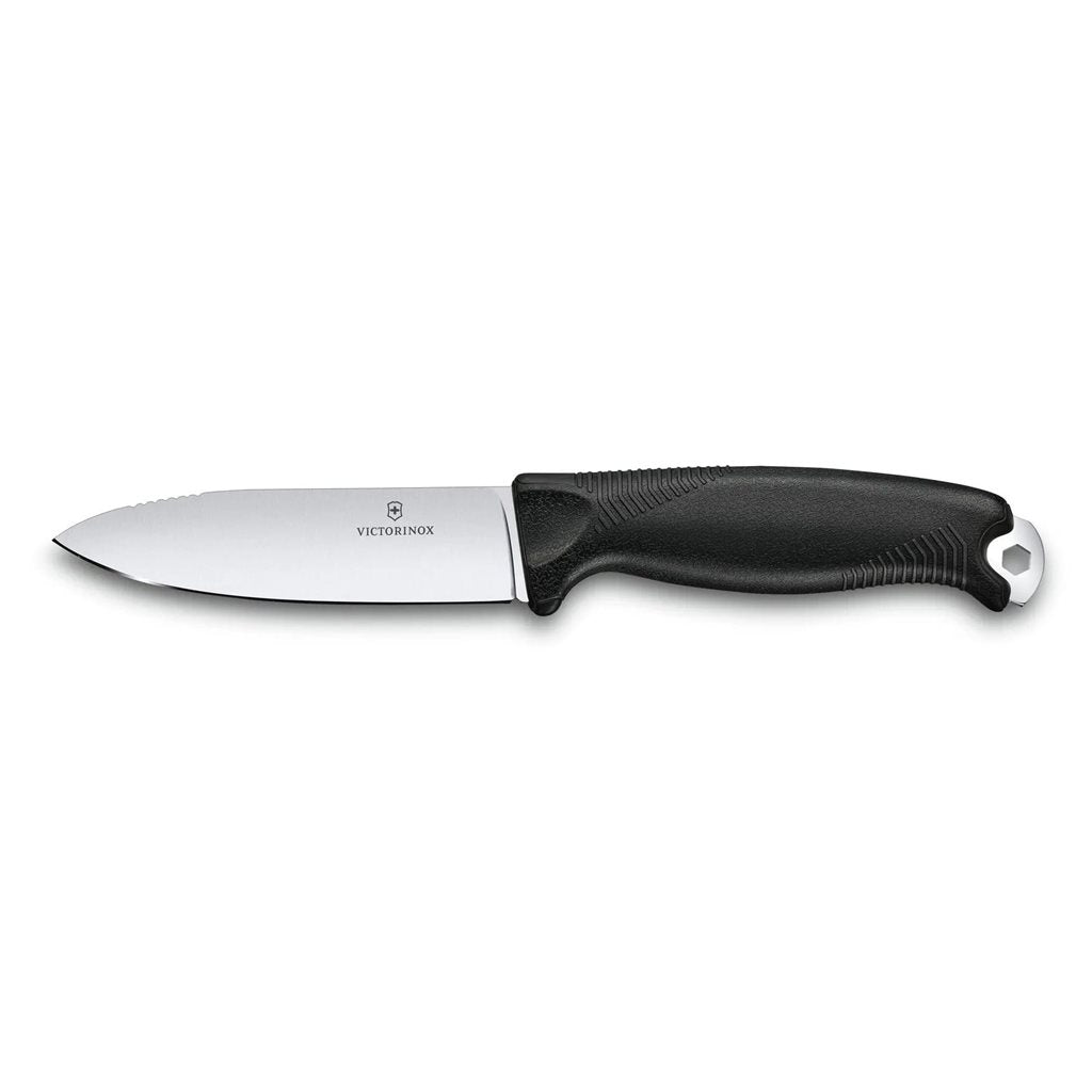 Cuchillo VENTURE negro de hoja fija, diseño para bushcraft y outdoor