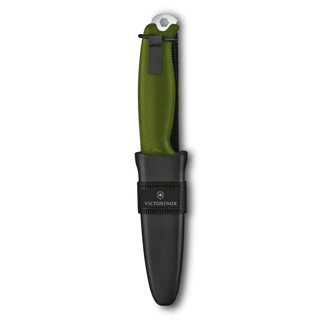 Cuchillo VENTURE negro de hoja fija para bushcraft y outdoor, construcción full tang.