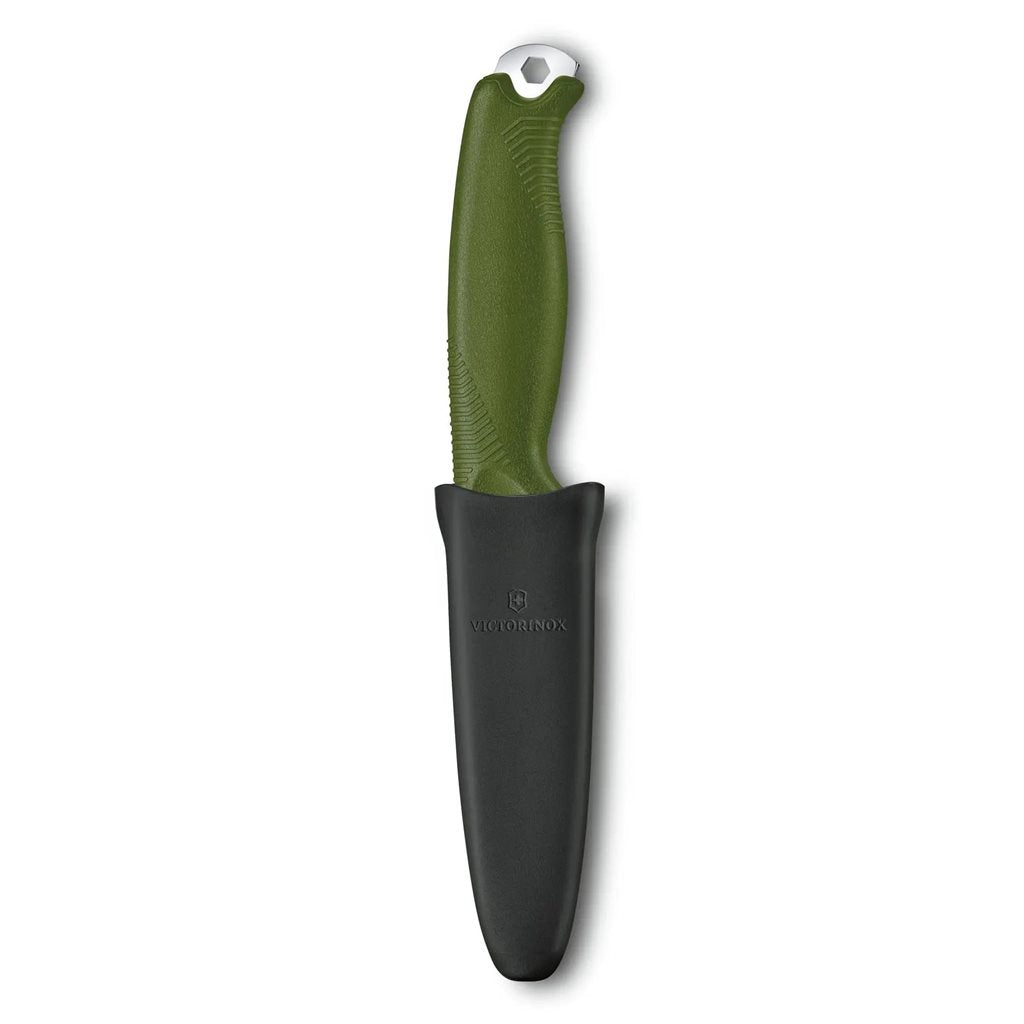 Cuchillo VENTURE negro de hoja fija para bushcraft y outdoor, construcción full tang.