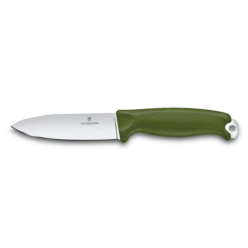 Cuchillo VENTURE negro de hoja fija para bushcraft y outdoor, construcción full tang.