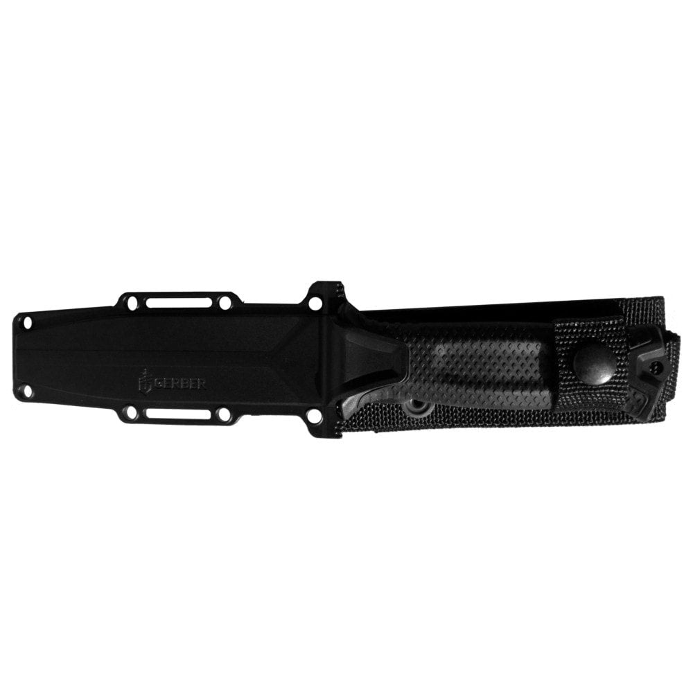 Cuchillo STRONGARM hoja lisa 125 mm con funda de plastico negra