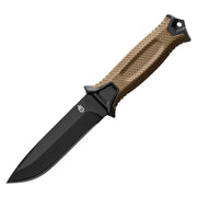 Cuchillo STRONGARM hoja lisa 125 mm con funda COYOTE de plastico, acero 420HC