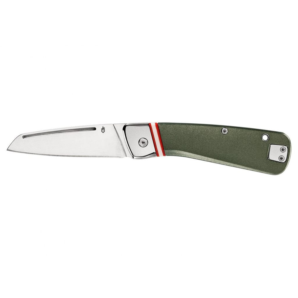 Navaja plegable STRAIGHTLACE verde, hoja lisa en acero 7Cr17MoV y mango de aluminio