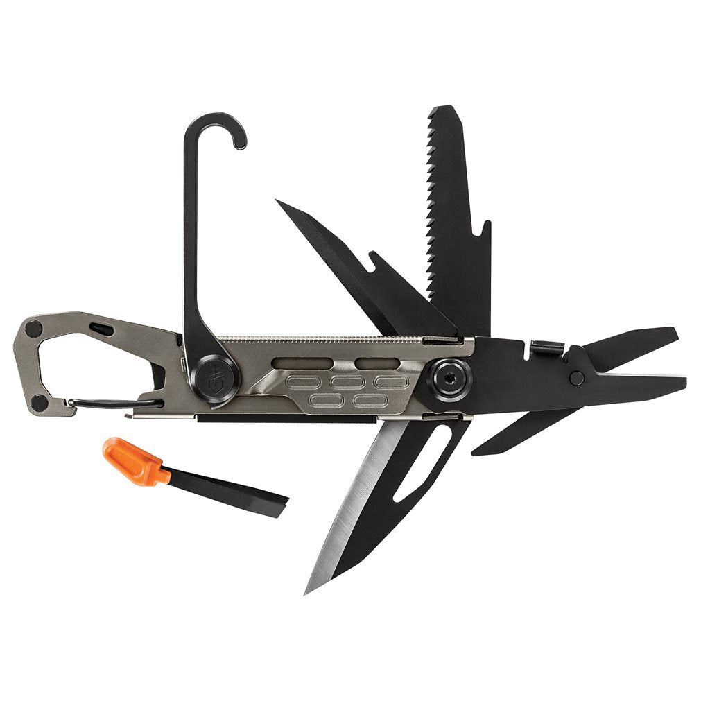 Herramienta plegable multifunción STAKE OUT GRAPHITE de acero inoxidable con mosqueton