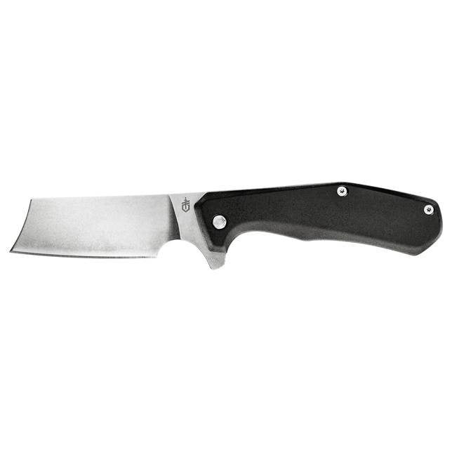 Navaja plegable ASADA negra con hoja tipo cuchilla, acabado stonewash y mango de aluminio aloxado antideslizante