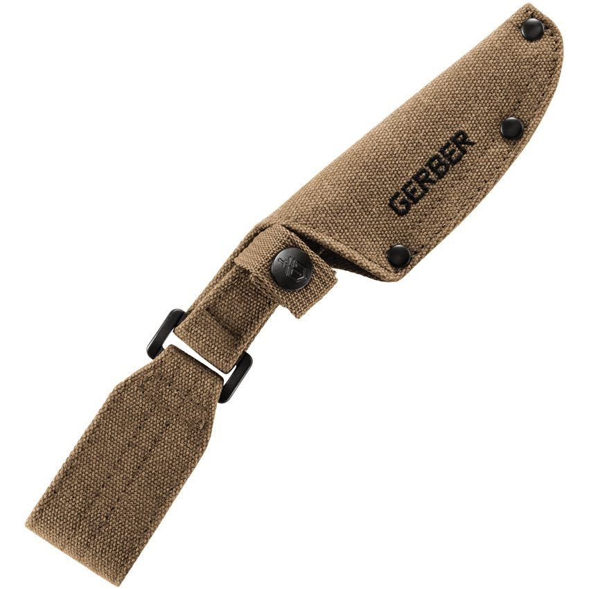 Cuchillo DOWNWIND CAPER verde, hoja fija de acero inoxidable con acabado satinado y filo liso