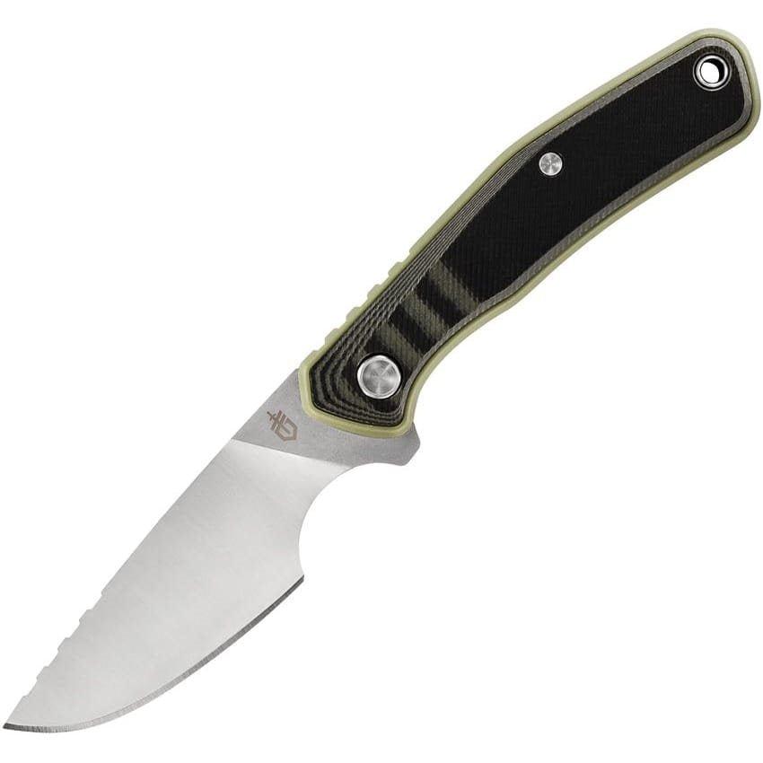 Cuchillo DOWNWIND CAPER verde, hoja fija de acero inoxidable con acabado satinado y filo liso