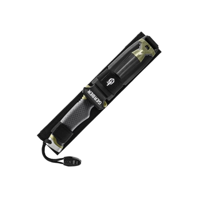 Cuchillo Gerber Ultimate Survival con hoja de acero inoxidable, mango gomoso y funda de nylon