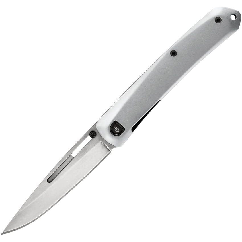 Cuchillo plegable AFFINITY gris con hoja lisa de acero 7Cr17MoV y seguro Framelock