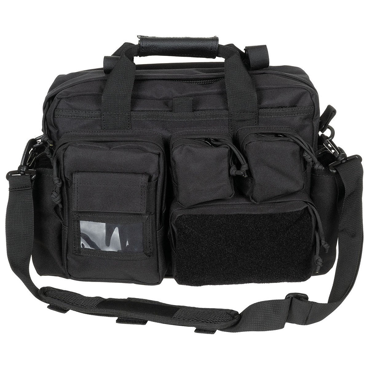 Bolsa de hombro OPERATION negra, 100% poliéster, con múltiples bolsillos interiores y exteriores