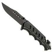 Cuchillo plegable negro 300553 con filo liso y apertura asistida