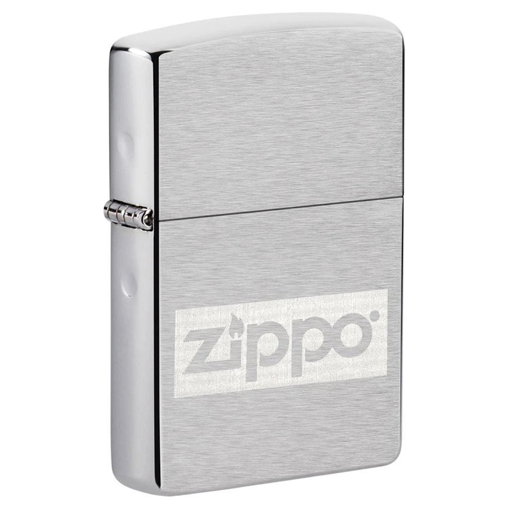 Encendedor Zippo cromo cepillado y petaca acero inoxidable pulido en estuche de regalo