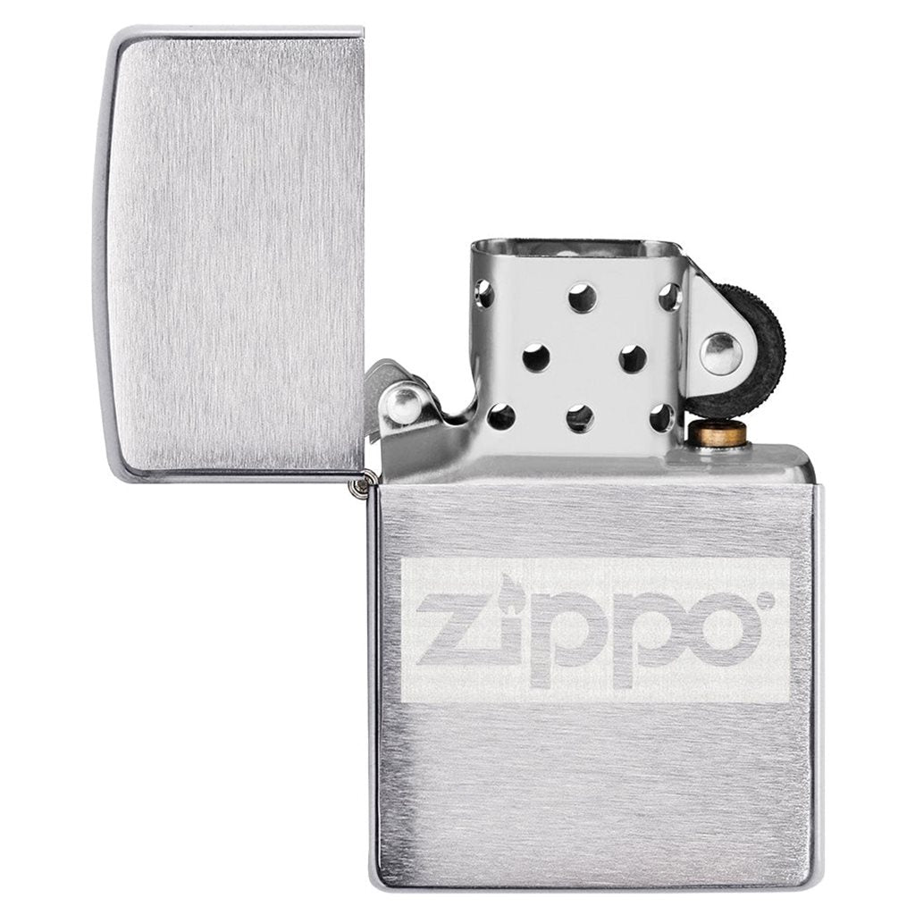 Encendedor Zippo cromo cepillado y petaca acero inoxidable pulido en estuche de regalo