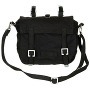 Bolsa panera BW pequeña negra de algodón con correa ajustable y tres bolsillos interiores