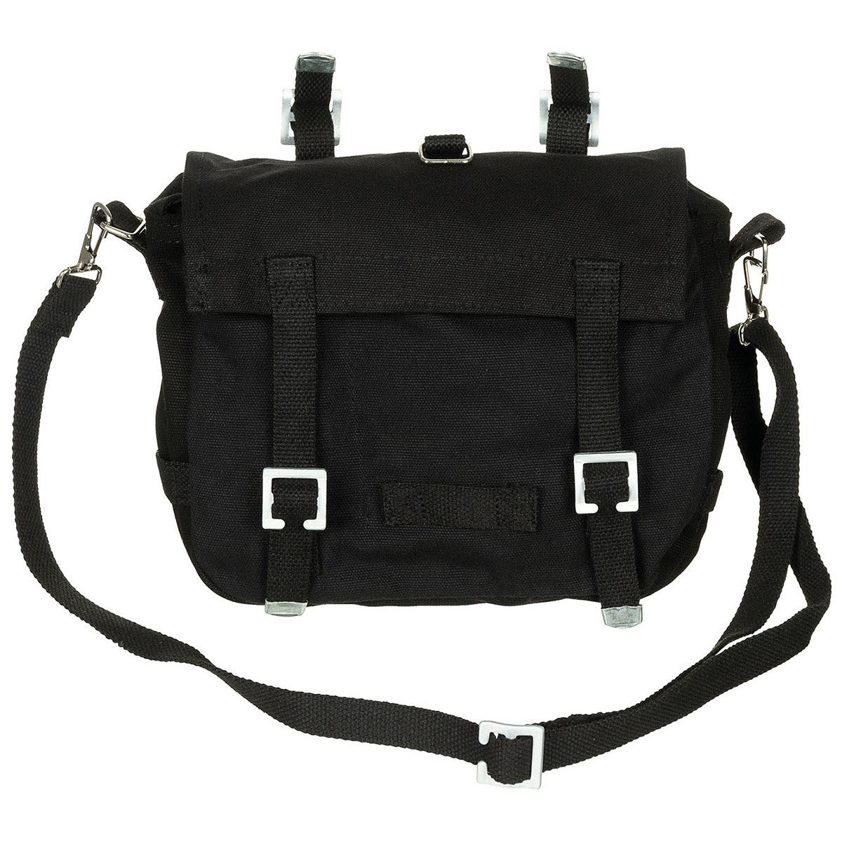 Bolsa panera BW pequeña negra de algodón con correa ajustable y tres bolsillos interiores