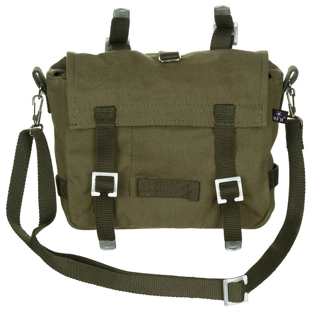Bolsa panera BW pequeña negra de algodón con correa ajustable y tres bolsillos interiores