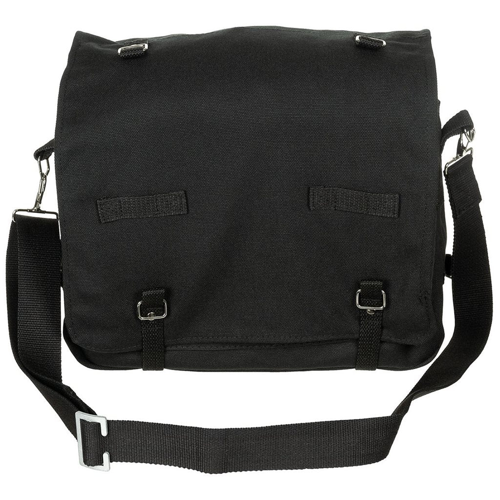 Bolsa bandolera BW grande negra 34 x 24 x 12 cm estilo militar