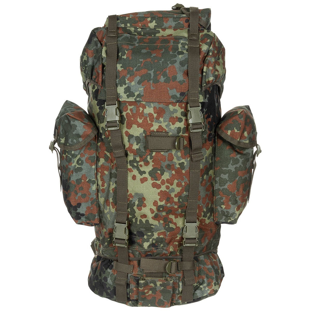 Mochila de combate BW 65l Cordura FLECKTARN con bolsillos laterales y correas acolchadas