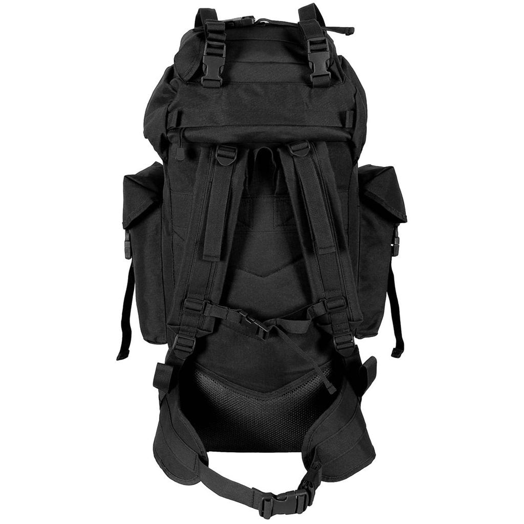 Mochila táctica MOLLE 65L negra, acolchada con armazón ALU