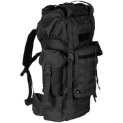 Mochila táctica MOLLE 65L negra, acolchada con armazón ALU