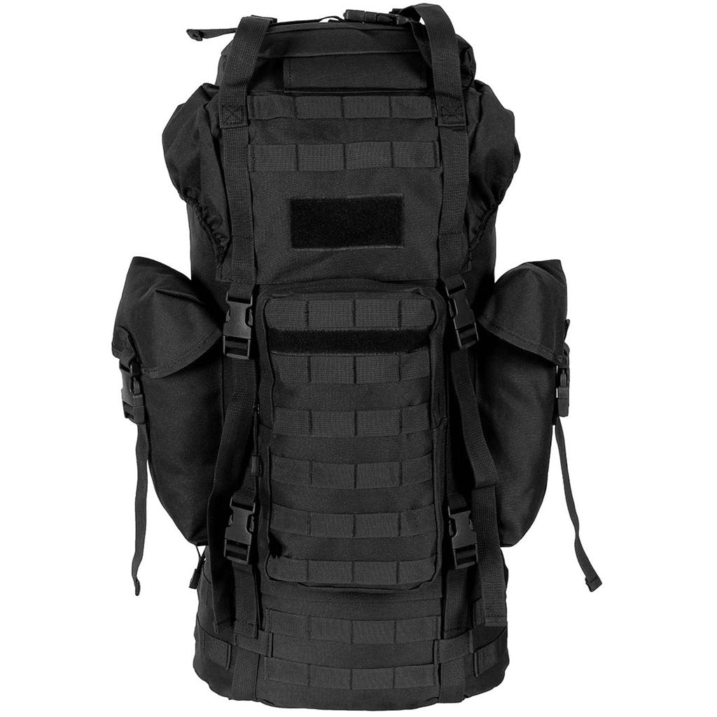Mochila táctica MOLLE 65L negra, acolchada con armazón ALU