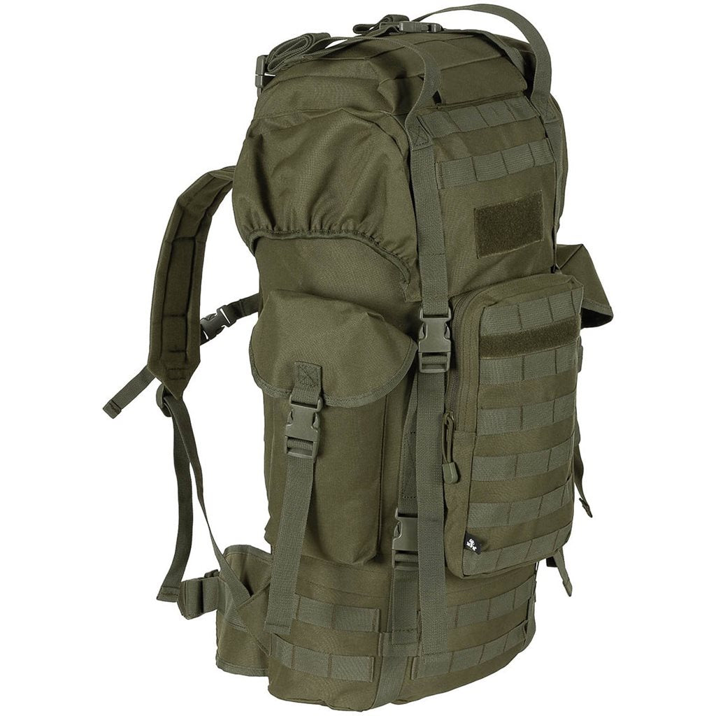 Mochila táctica MOLLE 65L negra, acolchada con armazón ALU