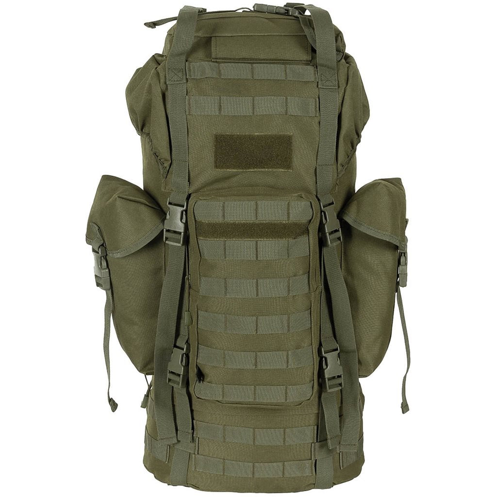 Mochila táctica MOLLE 65L negra, acolchada con armazón ALU