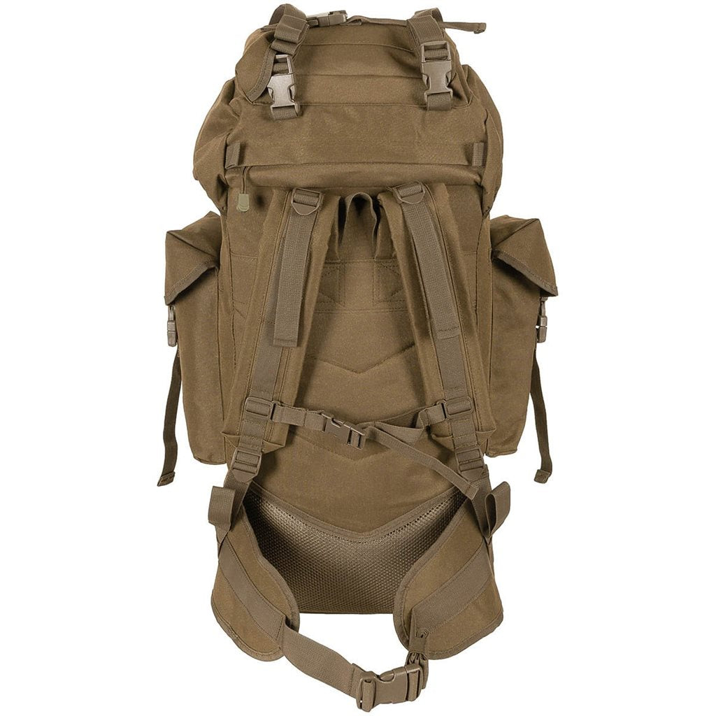 Mochila táctica MOLLE 65L negra, acolchada con armazón ALU