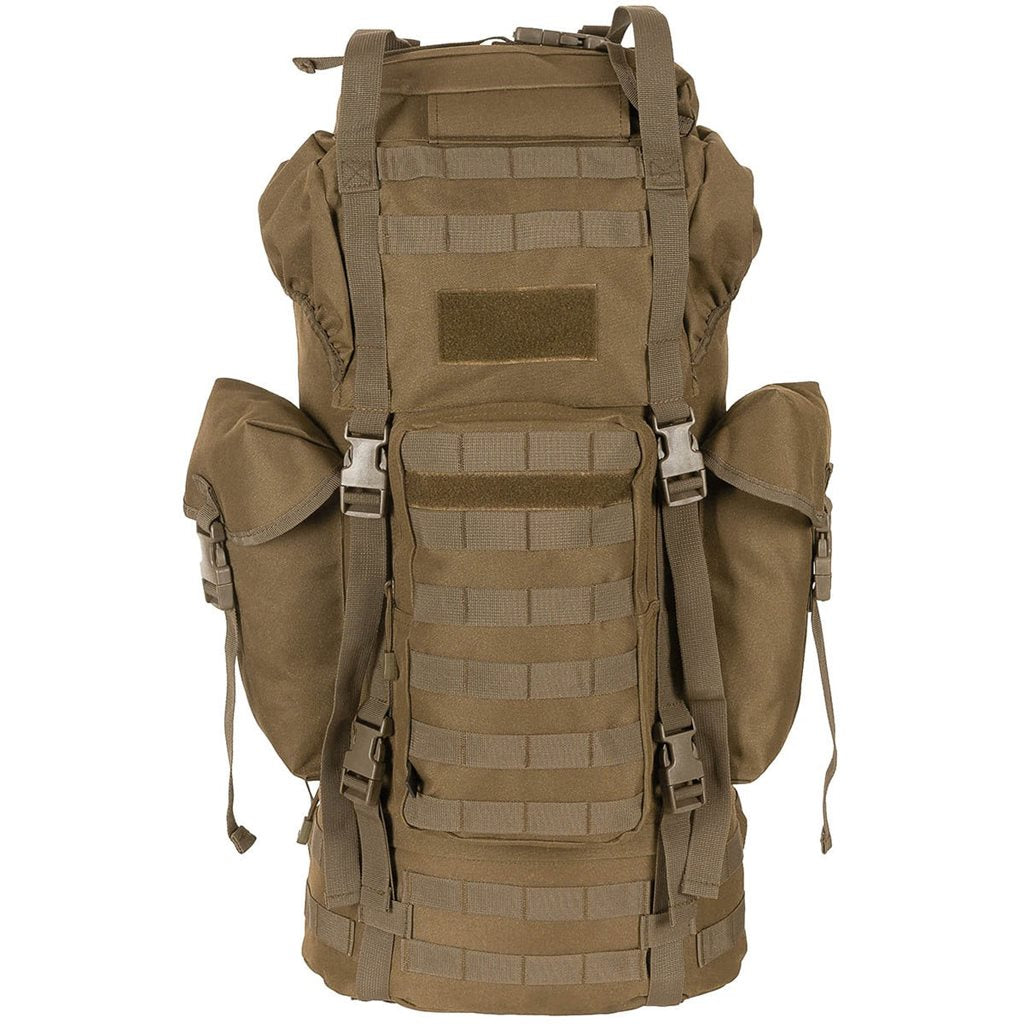 Mochila táctica MOLLE 65L negra, acolchada con armazón ALU
