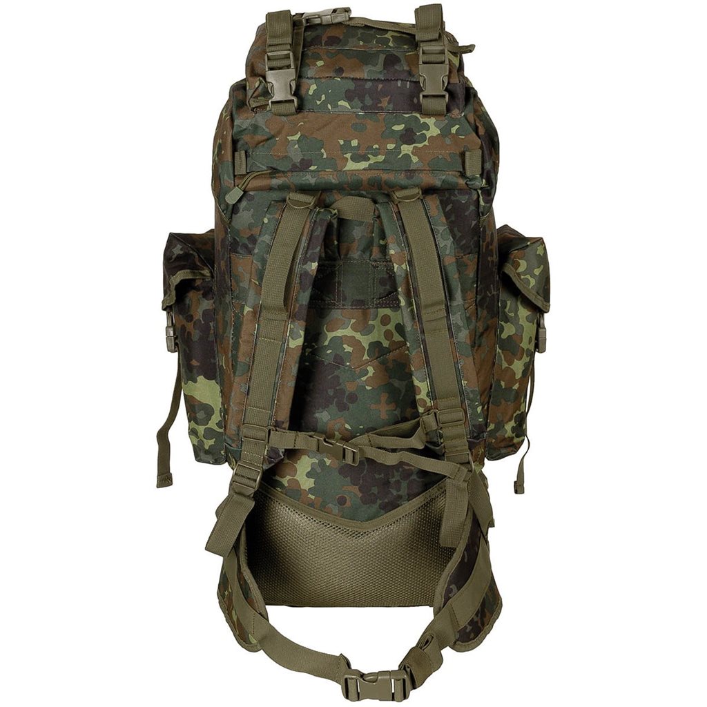 Mochila táctica MOLLE 65L negra, acolchada con armazón ALU